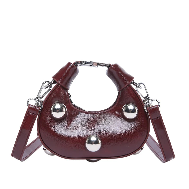 Retro Versatile Ladies Mini Handbag | Women's Big Rivet Personality Luxury Designer Crossbody Bags & Streetwear Shoulder Bag Luxegan