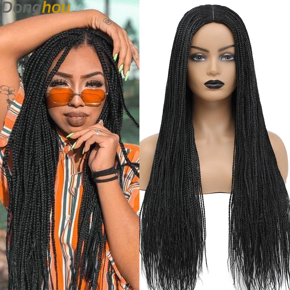 New Style Ombre Box Braided Wigs For Women Braided Wig Fake Scalp Wholesale Wigs Perruque Longue Synthétique Braiding Hair Wig Luxegan