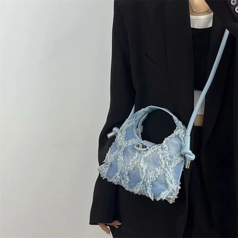 Fashion Denim Single Shoulder Bag | Women's Soft Chain Crossbody Handbag and Purse Luxegan