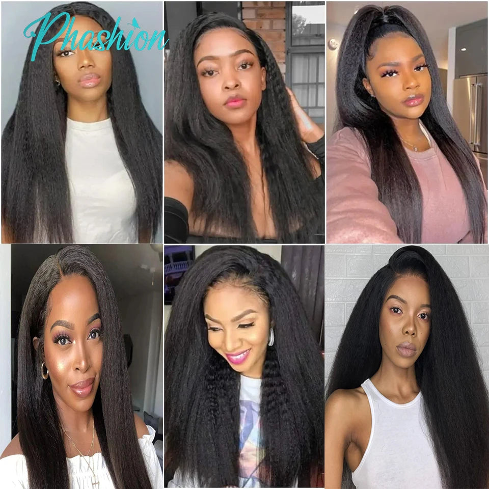 Phashion Kinky Straight Human Hair Bundles 1/3 Pcs/Lot 30 32 Inch 100% Remy Hair Extensions For Black Women Brazilian Weave 10A