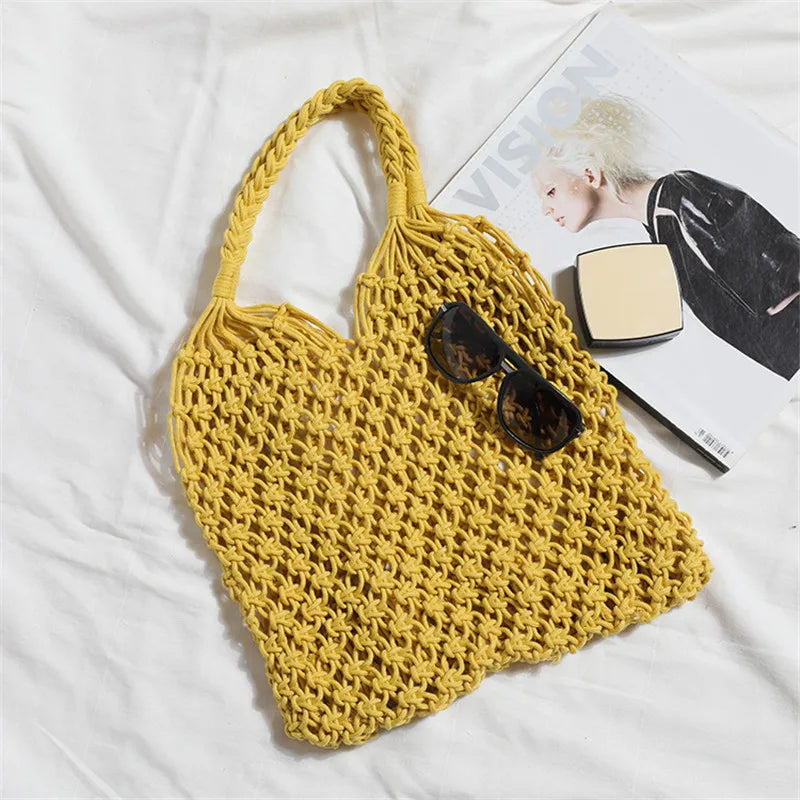 Women's Large Capacity Straw Handbag Totes | Hollow Out Shoulder Bags & Vintage Travel Beach Bag (Shopping Pack) Luxegan