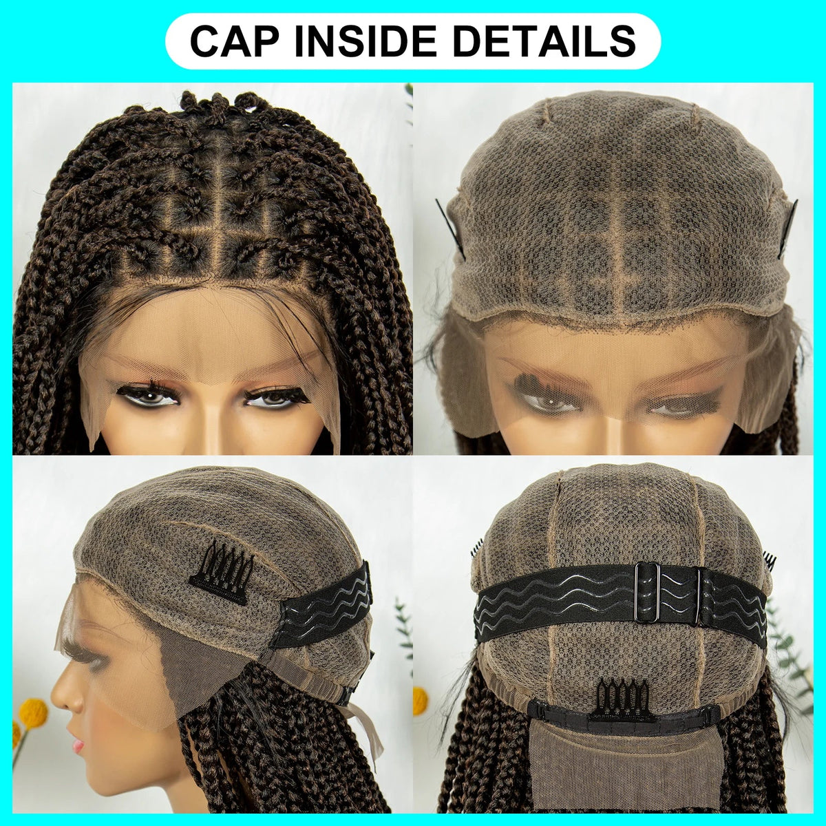 Kima Goddess Box Braided Wigs Transparent Full Lace Braided Wig French Curly Ends with Baby Hair Braided Wigs for African Women Luxegan