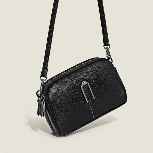 Luxury Genuine Leather Women's Crossbody Bag | Solid Color Shoulder Messenger & Clutch Phone Bag (Soft Cowhide, Sequined) Luxegan