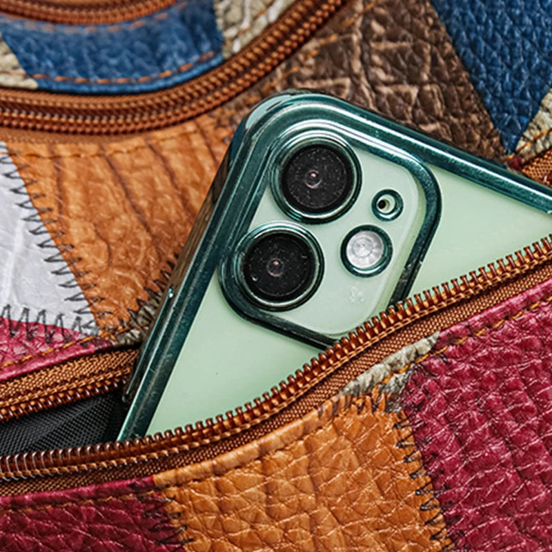 PU Leather Patchwork Casual Tote | Soft Vintage Large Capacity Shoulder Bag Luxegabn