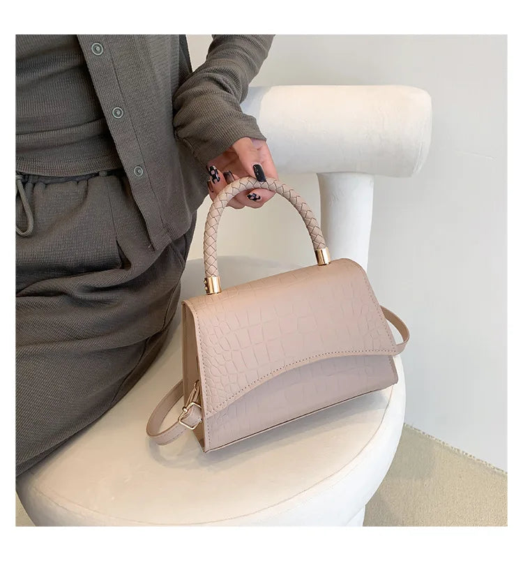 Solid PU Leather Flap Bag | Casual Designer Top Handle & Crossbody Luxegan