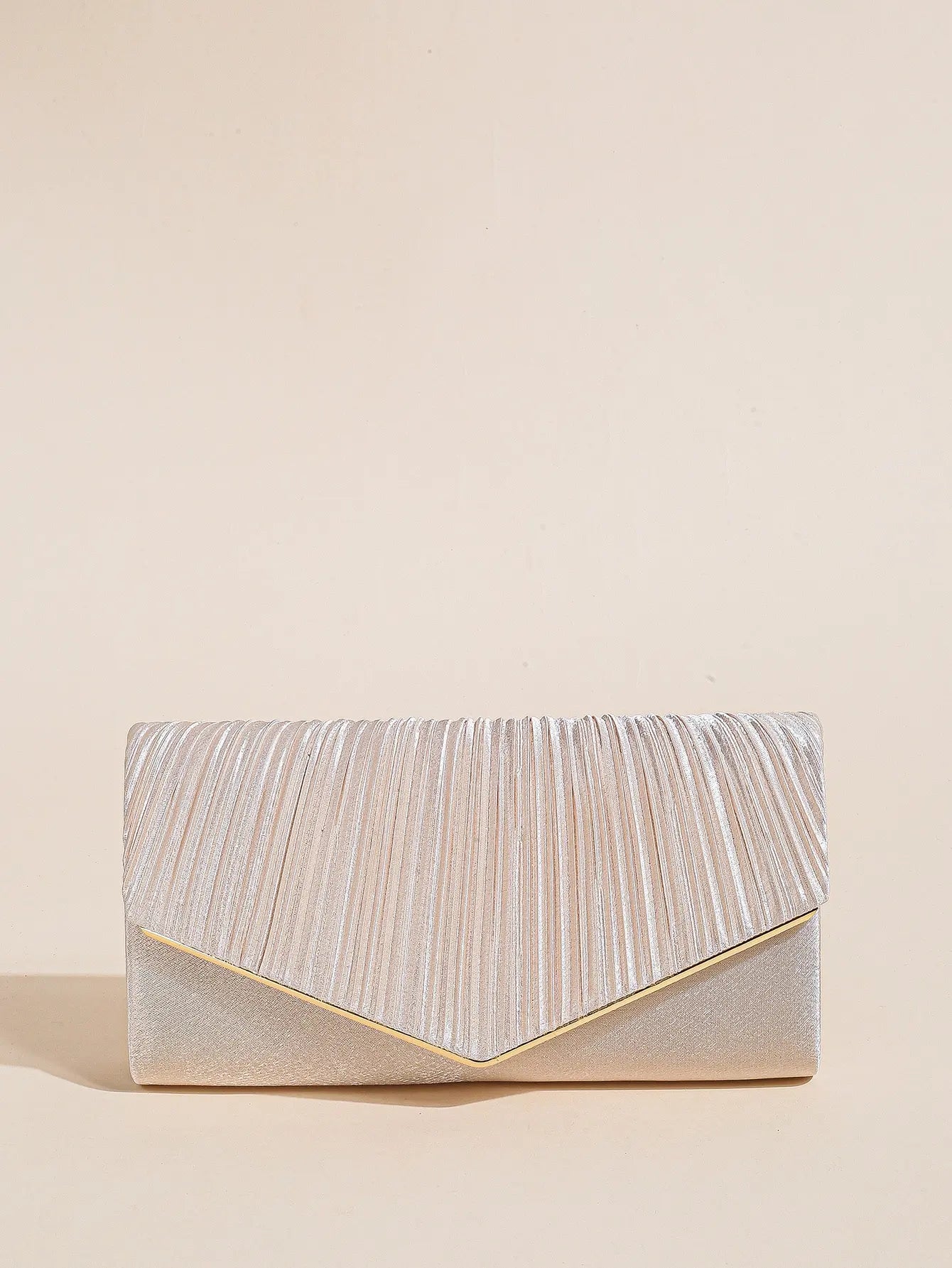 Elegant Pleated Evening Bag | Solid Color Textured Envelope Dinner Bag | Perfect Clutch For Party, Wedding And Banquet Luxegan