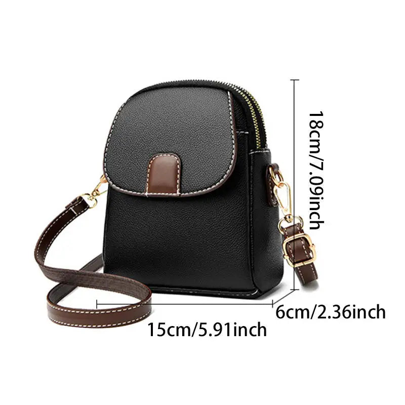 Fashion Leather Crossbody Bag for Women | Mini Shoulder Bag & Flip Zipper Messenger Bag (Students' Small Handbag) Luxegan