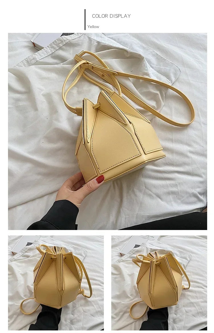 Women’s Niche Foldable Bucket Bag | Sophisticated Multifunctional Messenger Handbag | Elegant Urban Simplicity Shoulder Bag | Luxury Microfiber Synthetic Leather Portable Purse with "Dignified" Stereoscopic Build Luxegan