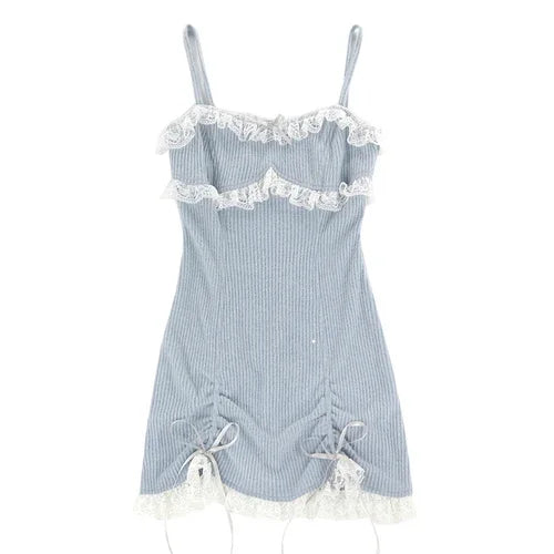 Bow-Detail Patchwork Strapless Mini Dress & Cardigan Set – Empire Waist, Sweet, Winter Luxegan