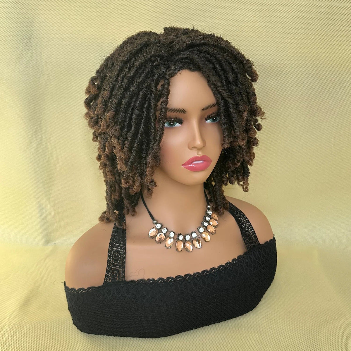 Short Synthetic Dreadlock Wig Afro Crochet Twist Hair Wigs For Black Women Curly Naturel Soft Faux Locs Wig Luxegan