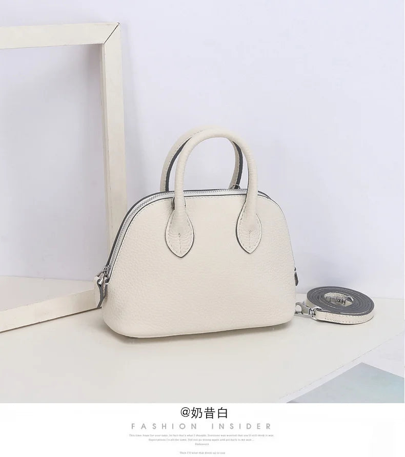 Shell Bag Women's Messenger Bag | Cow Leather Simple Shoulder Bag & Fashion Ladies Classic Handbag (Small Mobile Phone Crossbody Bag) Luxegan