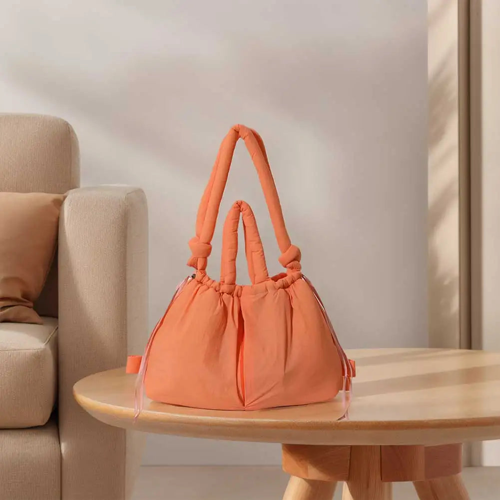 Women's Large Nylon Puffer Tote & Crossbody Bag with Adjustable Strap Luxegan