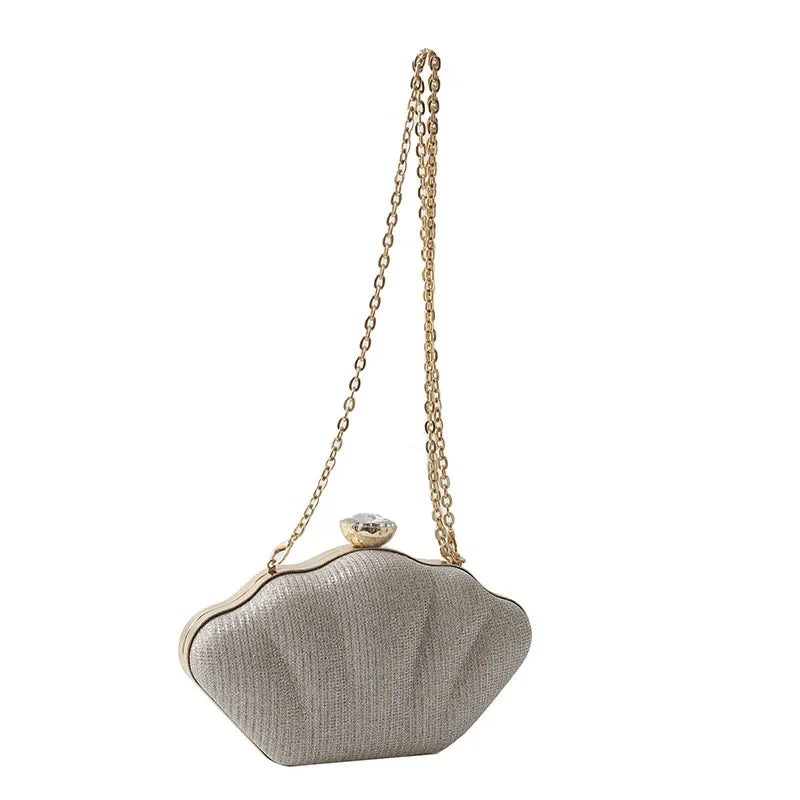 Luxury Shell Clutch | Metallic Evening & Crossbody Bag Luxegan