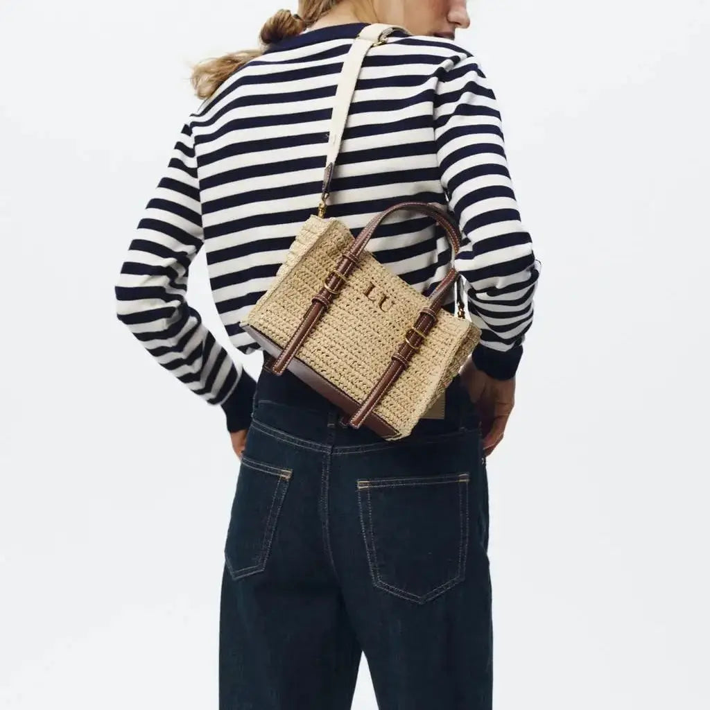 Soft Woven Paper Straw Tote | Small Fashion Crossbody Bag Luxegan