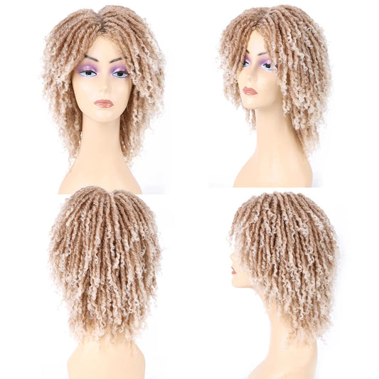 Short Dreadlock Wig for Black Women Afro Curly Twist Wigs Synthetic Heat Resistant Breathable Faux Locs Braids Hair Wigs Luxegan