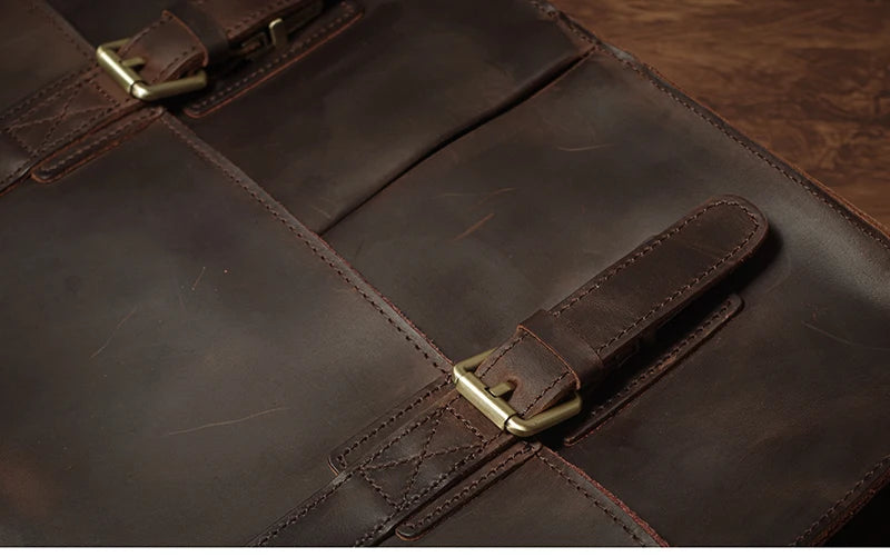 Men’s Executive Genuine Leather Briefcase | Sophisticated "Top Cowhide" Silhouette | Vintage Business Handbag & Laptop Messenger Bag | "Dignified" High-Performance Professional Essential for Radiant Versatile Styling Luxegan