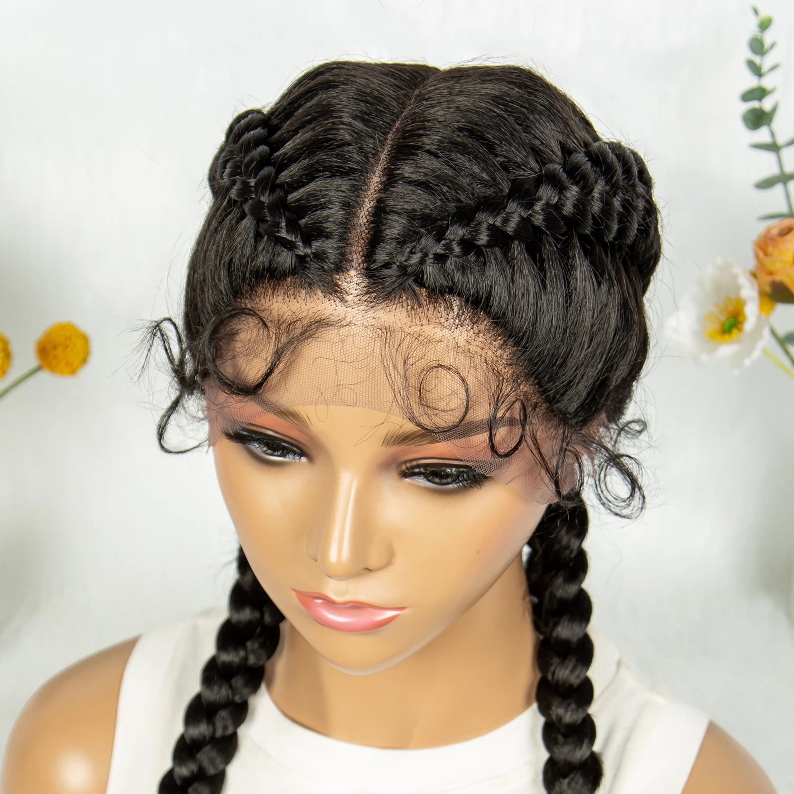 KIMA 32" Cornrow Boxer Braids Lace Front Wig | Twins Dutch Braids with Baby Hair Luxegan