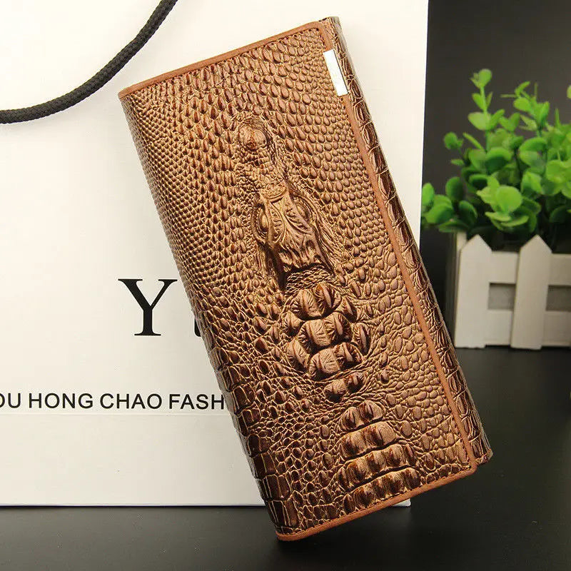 Women PU Leather Handbag Crocodile Pattern Long Wallet Large Capacity Clutch Phone Bag Coin Purse Card Card Holder for Party