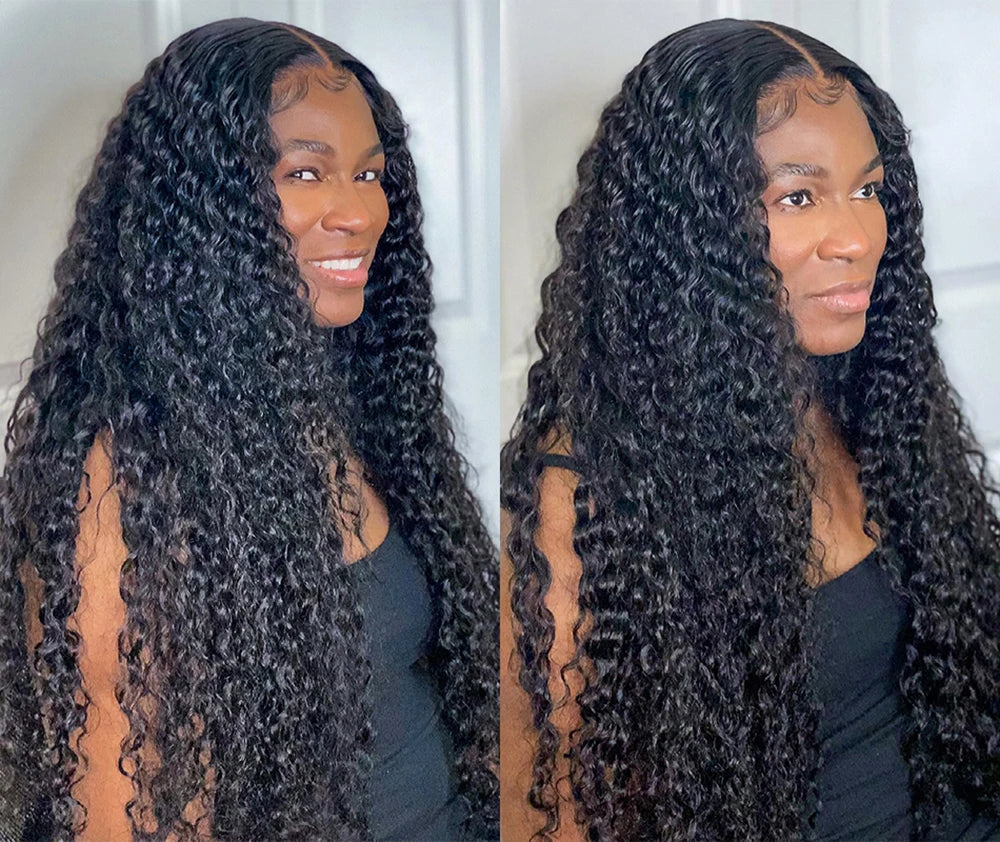 Transparent Deep Wave Lace Frontal Wig | Sophisticated 13x6 & 13x4 French Lace | Elegant "Brazilian Remy" 26+ Inch Length | "Dignified" Pre-Plucked 4x4 Closure Human Hair for Radiant Versatile Styling Luxegan