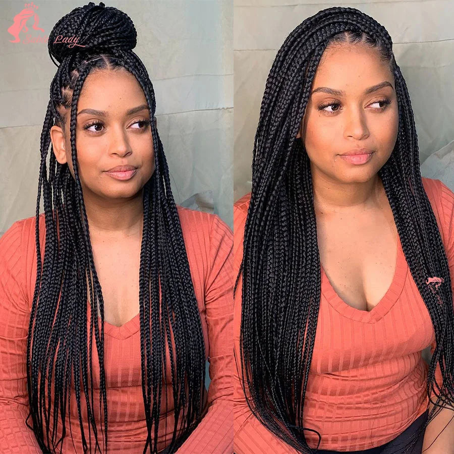 36 Inch Goddess Knotless Box Braids Cornrow Wig | 360 Full Lace