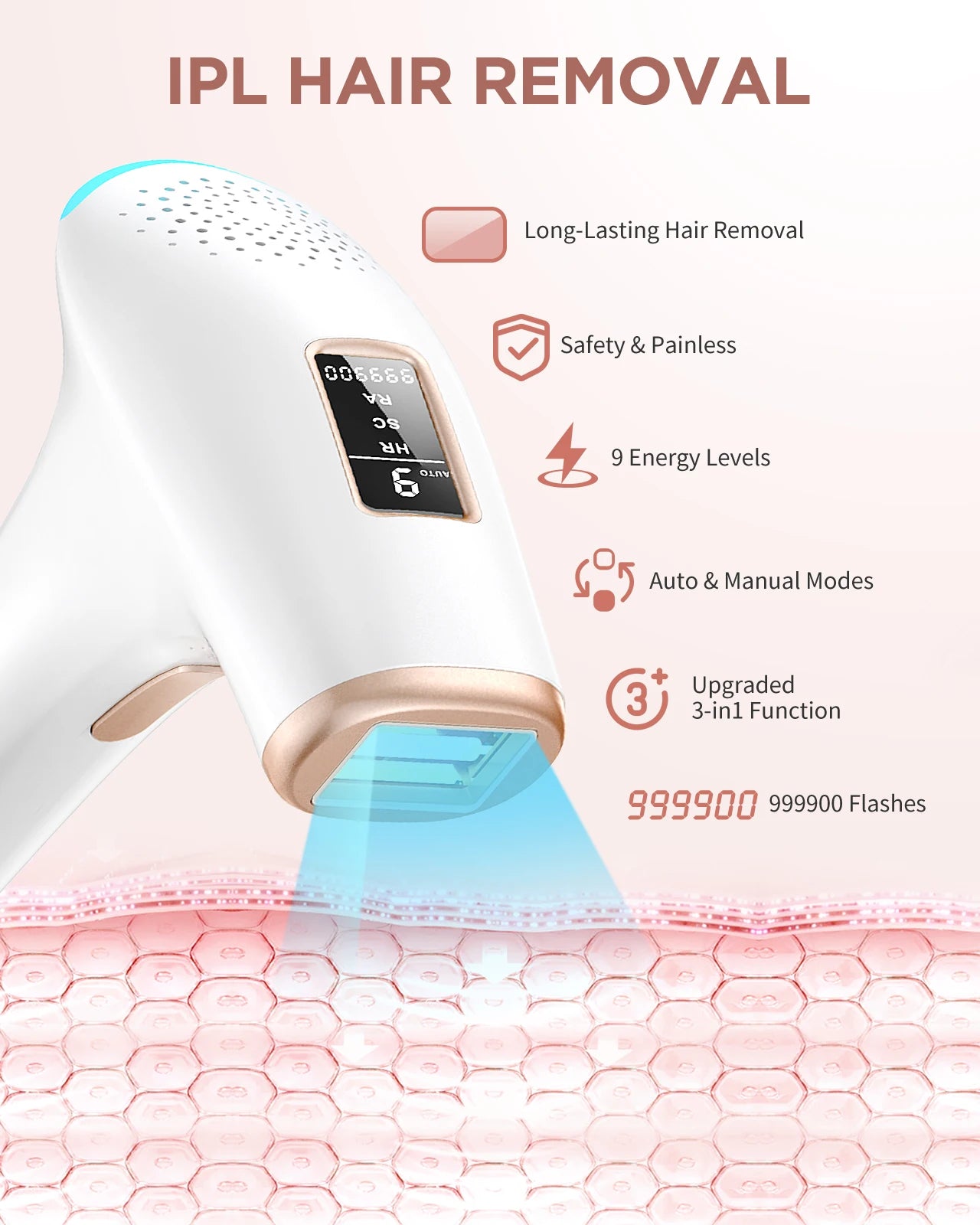 3-in-1 Painless IPL Laser Epilator | Sophisticated "Permanent Depilador" Silhouette | Elegant 999,900 Flash Hair Remover | "Dignified" High-Performance Electric Device for Radiant Versatile Styling Luxegan 