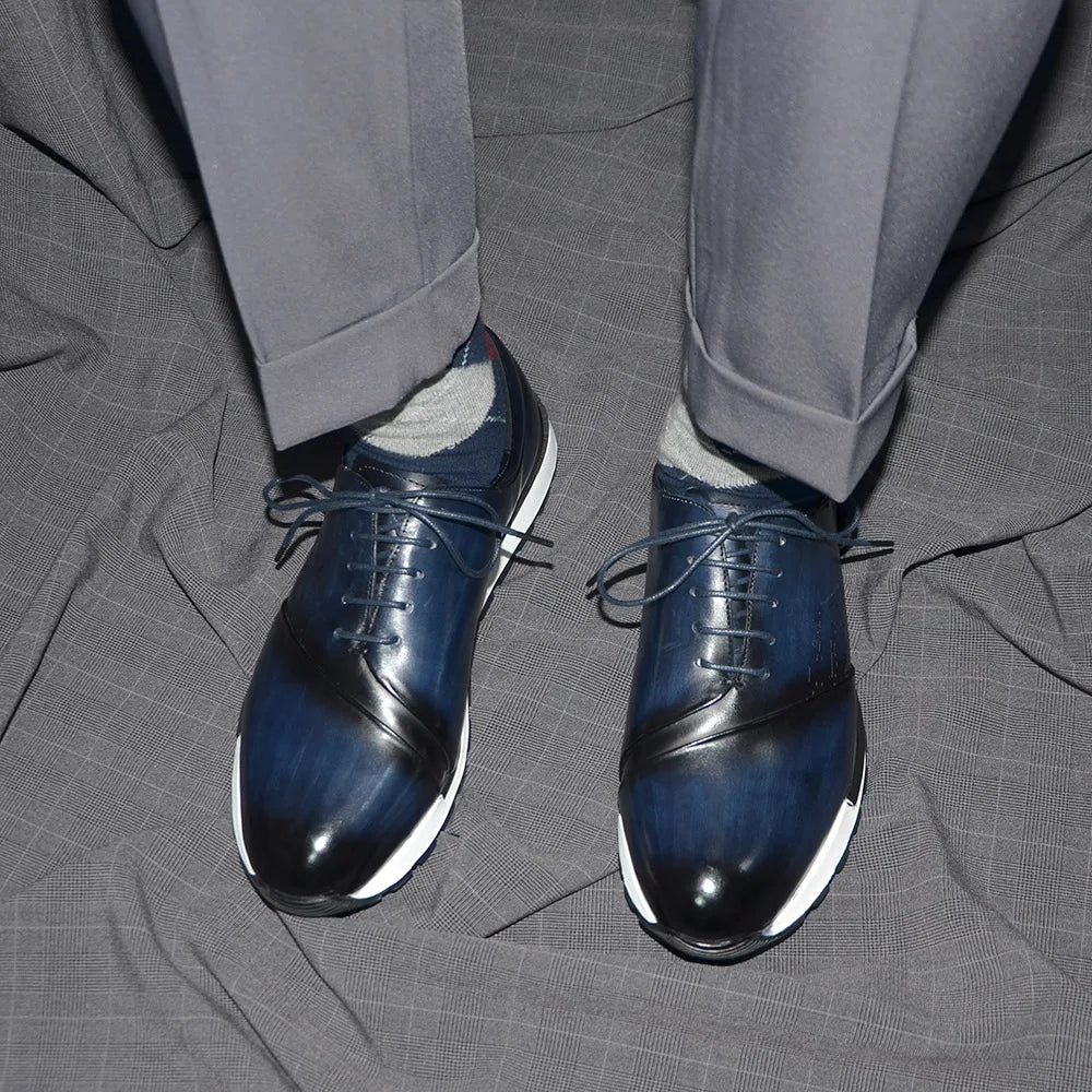 Luxury Hand-Painted Leather Oxfords | Sophisticated France Style Business Sneakers | Elegant - view 5