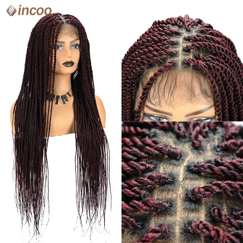 Goddess Faux Locs & Senegalese Twist Lace Front Wig | Box Braids | Full Lace Frontal | Synthetic Braids Luxegan