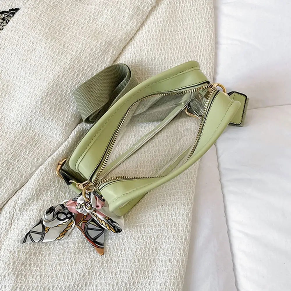 Fashion Transparent PVC Jelly Handbag | Solid Color Shoulder Messenger Crossbody Bag for Women & Girls (Ribbons Excluded) Luxegan