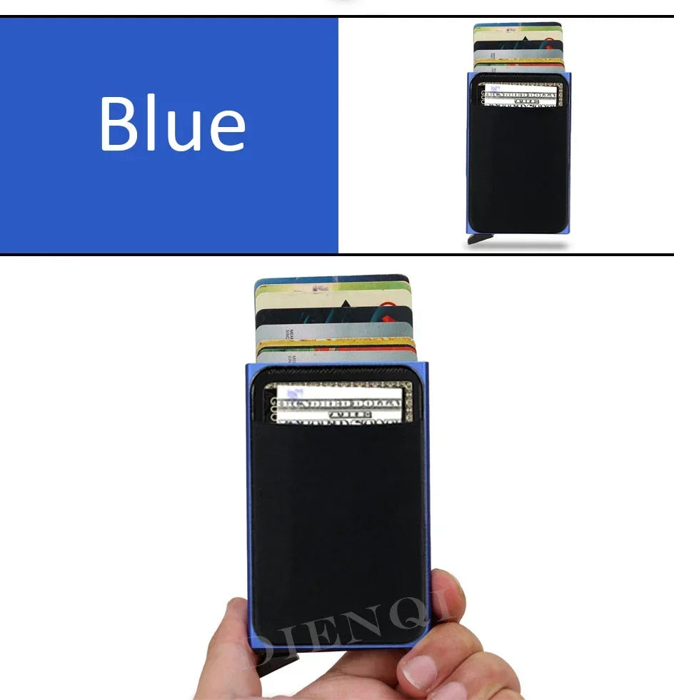 Automatic Pop Up Wallet Aluminum Double Card Case RFID Credit Card Holder Minimalist Metal Wallet Hold 12 Cards Wallet for Men