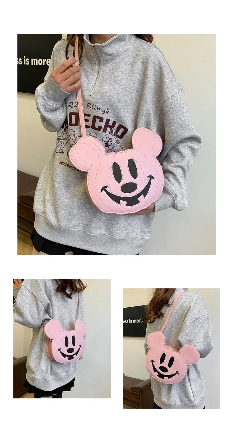 New Disney Mickey Halloween Pumpkin Creative Shoulder Bag | Funny Women's PU Crossbody Cartoon Bag (Personalized Niche Design) Luxegan