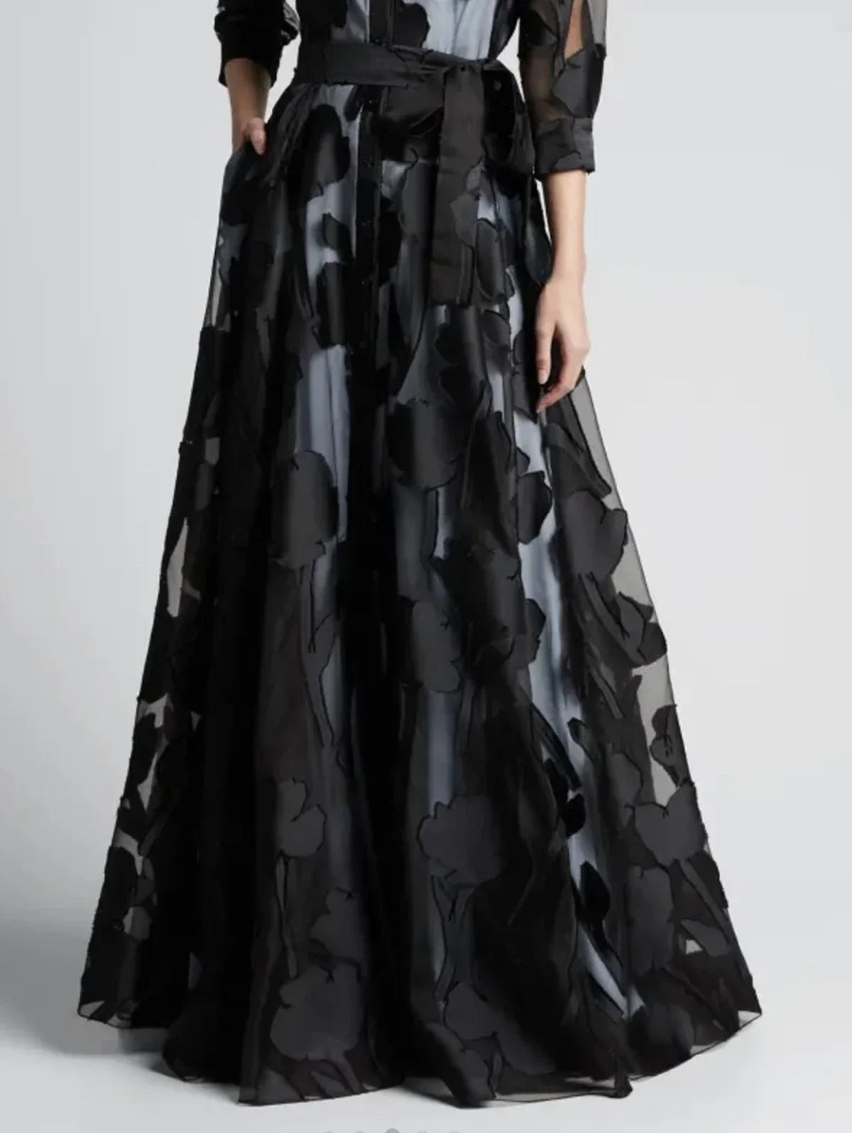 Polka Dot A-Line Maxi Dress | Turn-Down Collar 3/4 Sleeve Elegant Vintage Long Dress Luxegan