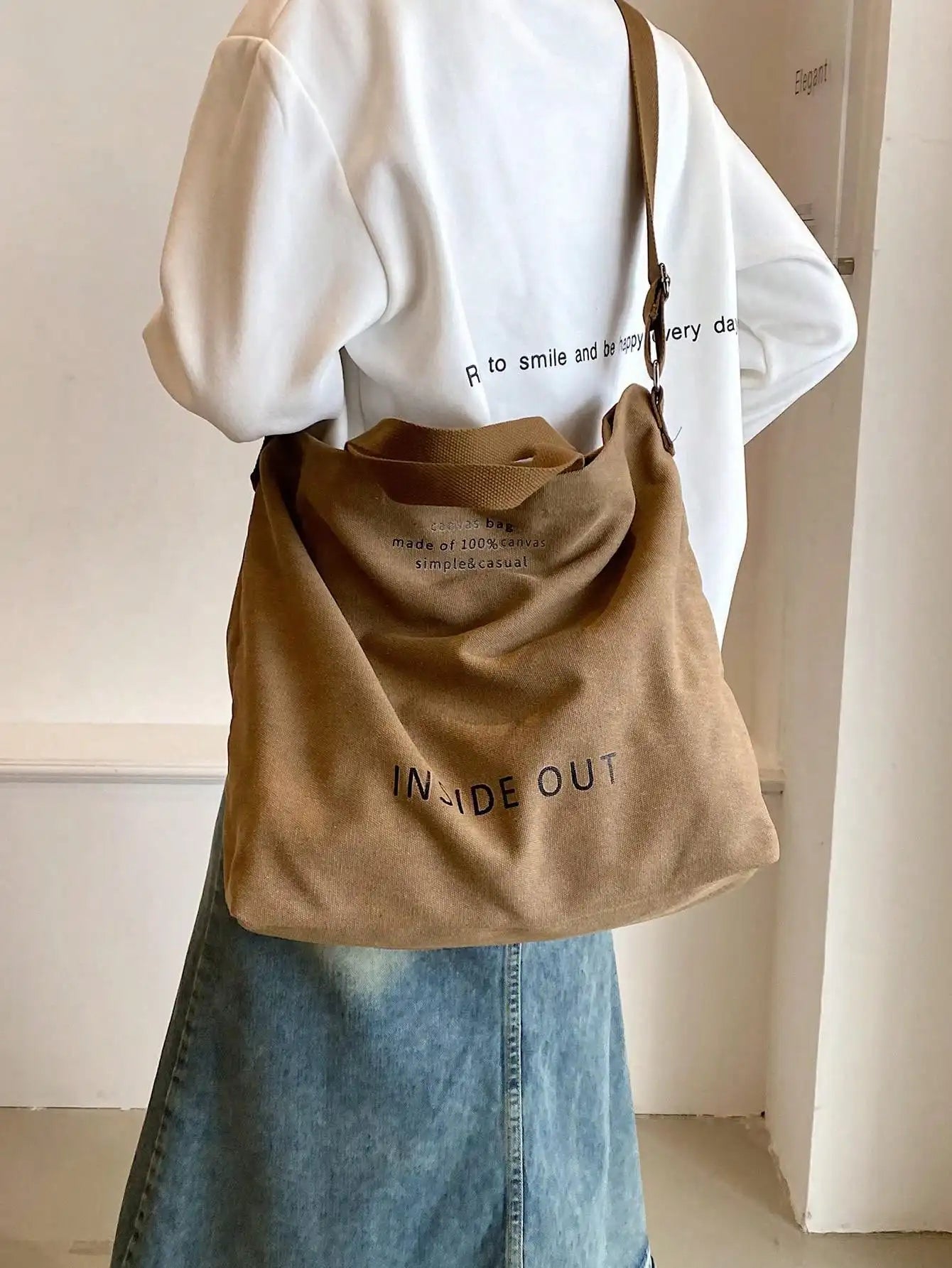 Men's and Women's Simple Crossbody Bag | Wash Canvas Thick Handbag & Large Capacity Arts Student Satchel Luxegan