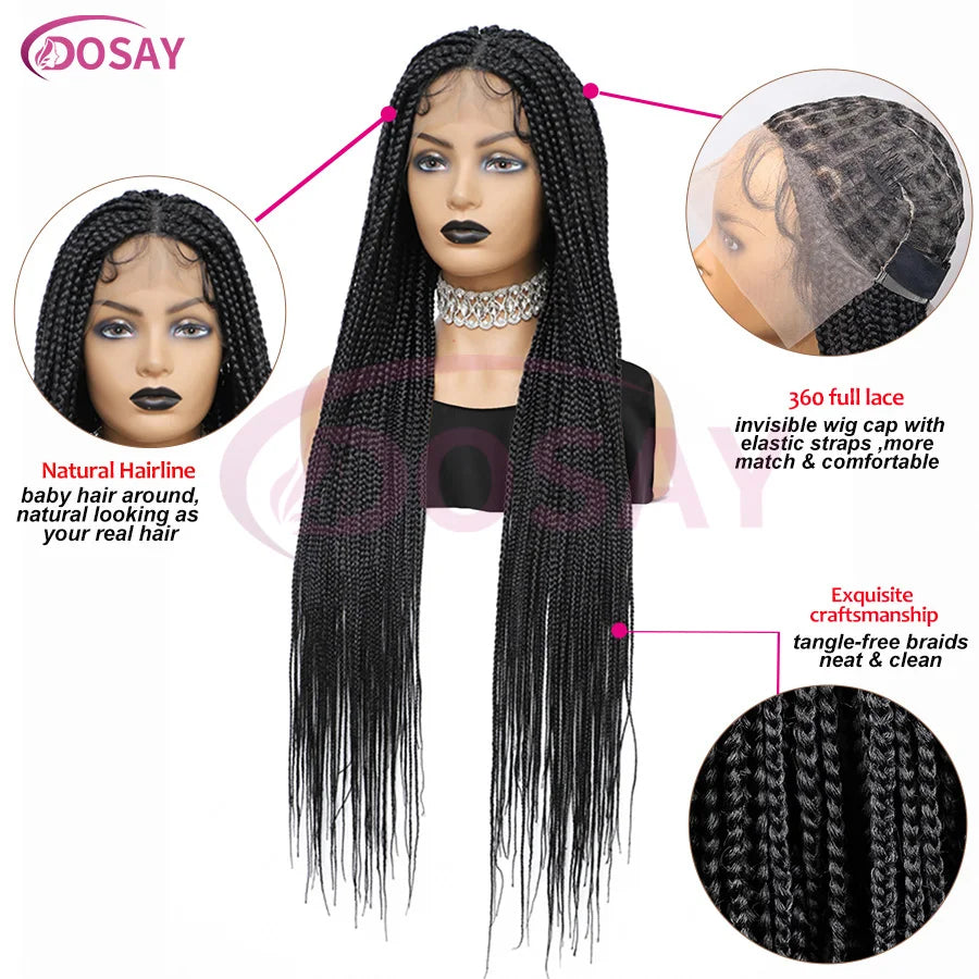 36 Inch Knotless Cornrow Box Braided Wig | HD Full Lace | Hand Tied