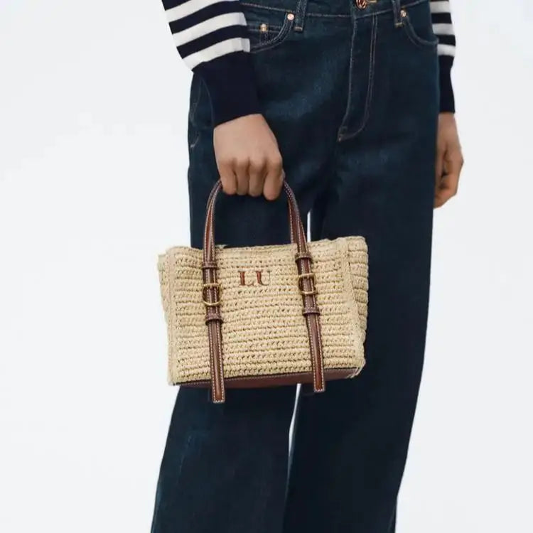 Soft Woven Paper Straw Tote | Small Fashion Crossbody Bag Luxegan