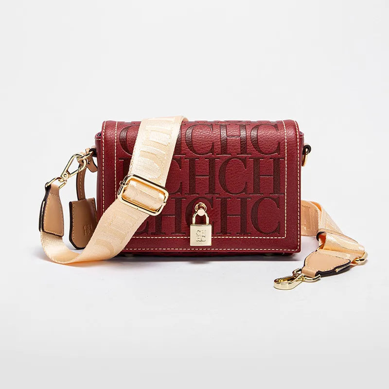 Fashion Design Metal Buckle Women's Shoulder Bag | Luxury Brand Solid Colour Printed Head Bag (Casual Crossbody for Parties) Luxegan