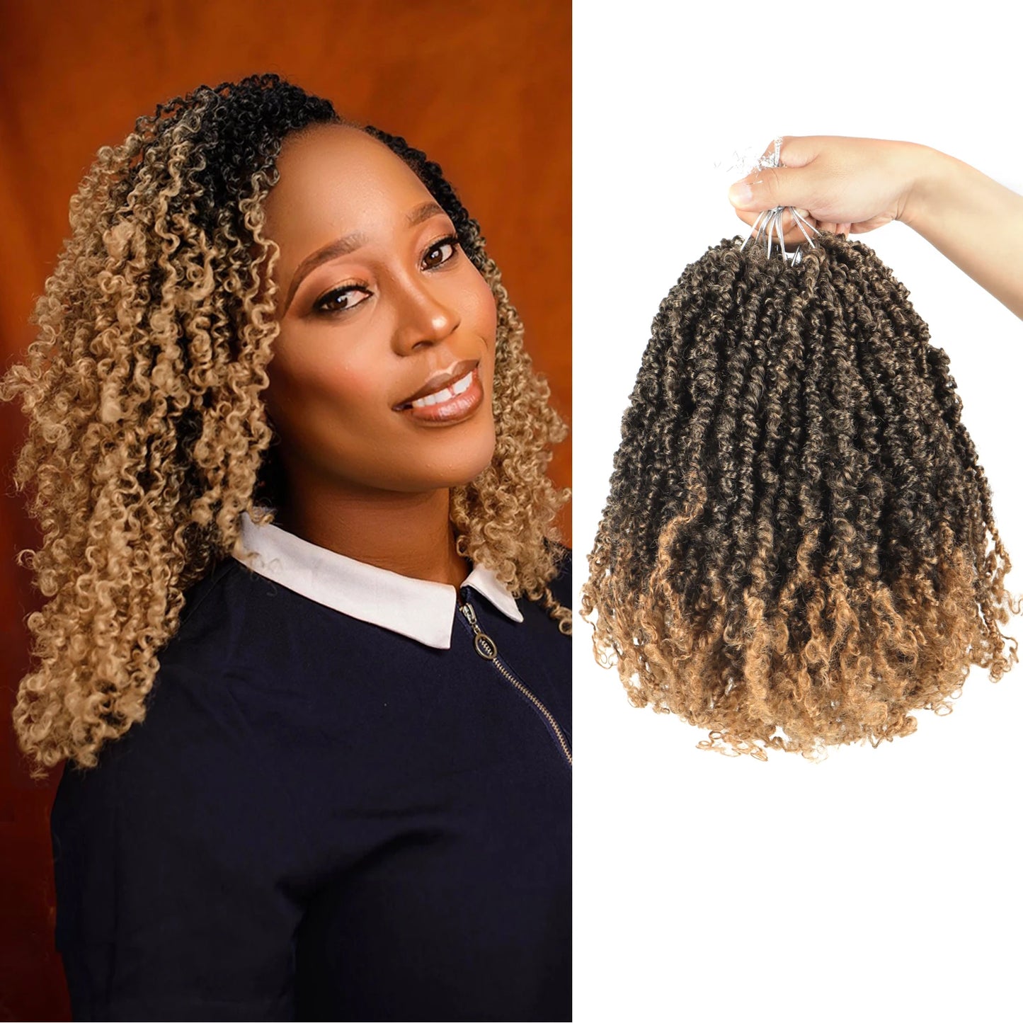 Yanky Twist Crochet Hair – Fluffy Pre-Looped Spring Mini Twist & Passion Twist Braiding Hair - view 7