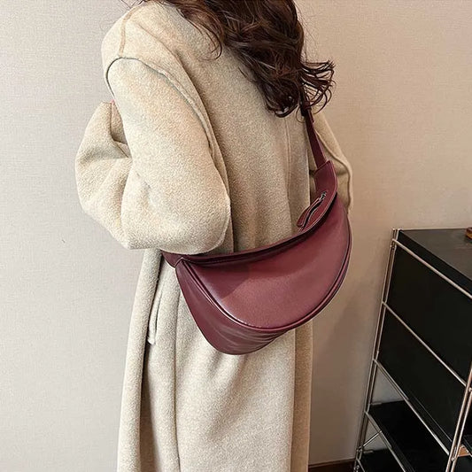 Sewing Thread Saddle Bag | High Capacity PU Shoulder Handbag Luxegan