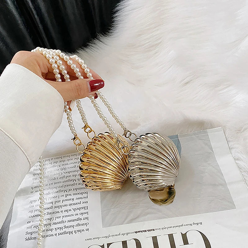 Pearl Mini Lipstick Shell Bag | Sophisticated "Petite" Silhouette | Elegant PVC Crossbody Mini Purse