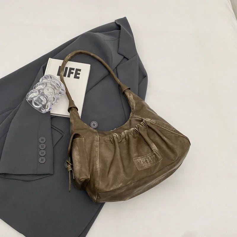 Retro Leather Shoulder Bags for Women | Spring Vintage Underarm Bag Handbags and Purses | Latest Fashion Hand Bag Luxegan