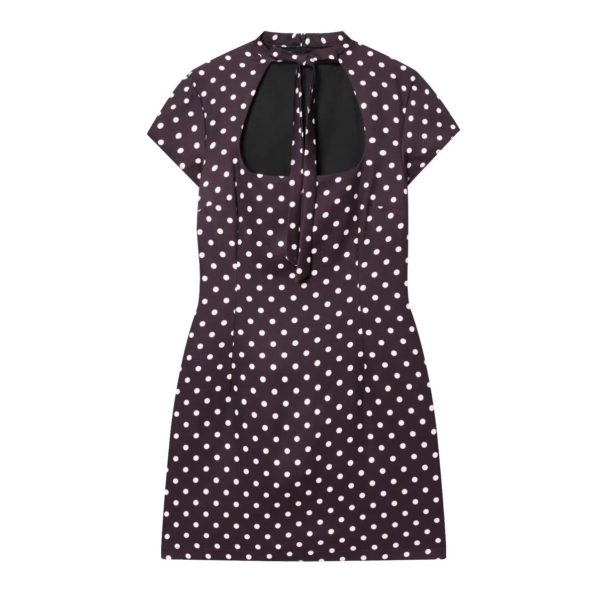 Polka Dot Lace-Up Short Sleeve Slim Straight Mini Dress – Summer Luxegan