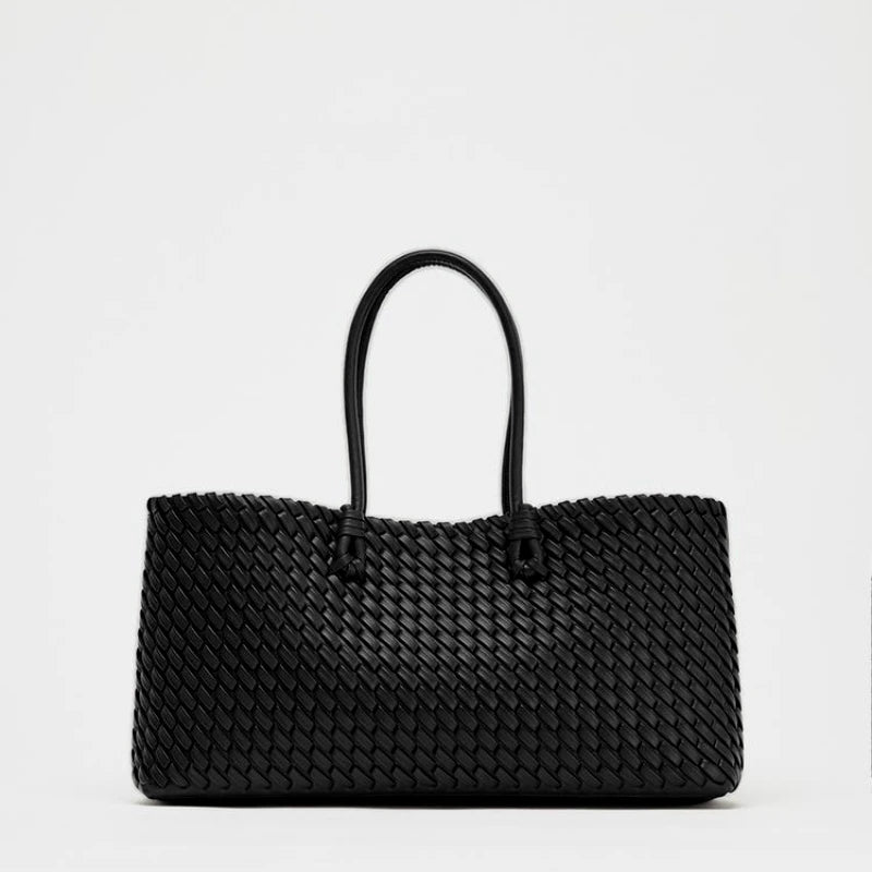 ELONGATED WOVEN SHOPPER BAG | Fashionable Top Handle Tote & Women's Shoulder Handbags (Luxury Design for Everyday Style) Luxegan
