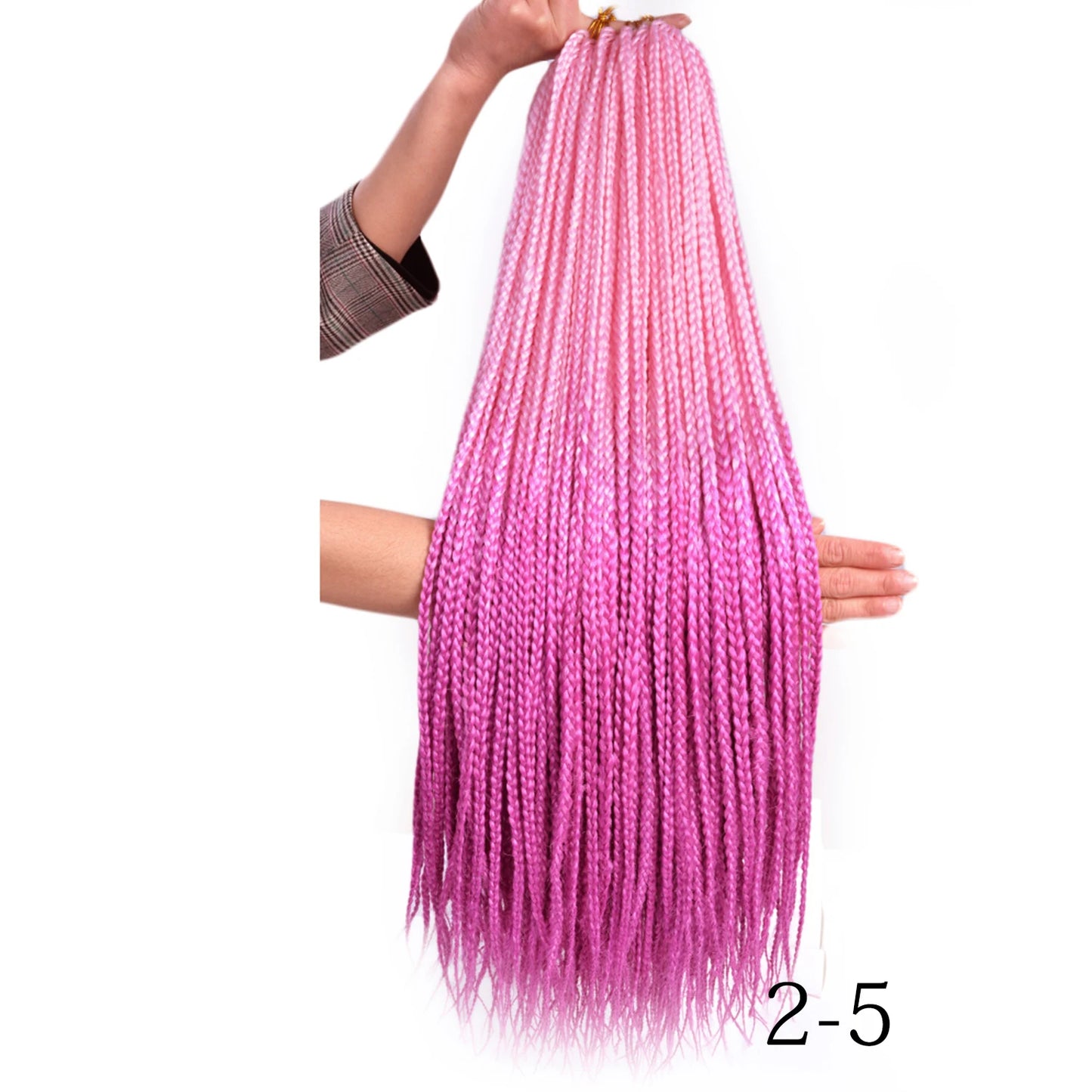 24-Inch Long Ombre Box Braids Crochet Hair - Pre-Looped Synthetic Braiding Hair Extensions - High Temperature Fiber 22 Strands/Pack Piano Color Crochet Braids for Women & Girls (27 Colors Available)