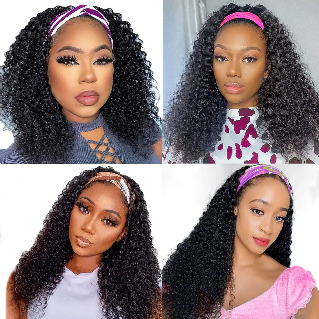 Kinky Curly Headband Wig | Sophisticated 36-Inch Full Machine Made Silhouette | Elegant "Glueless" Curly Hairpiece | "Dignified" Brazilian Human Hair Wig for Radiant Versatile Styling Luxegan