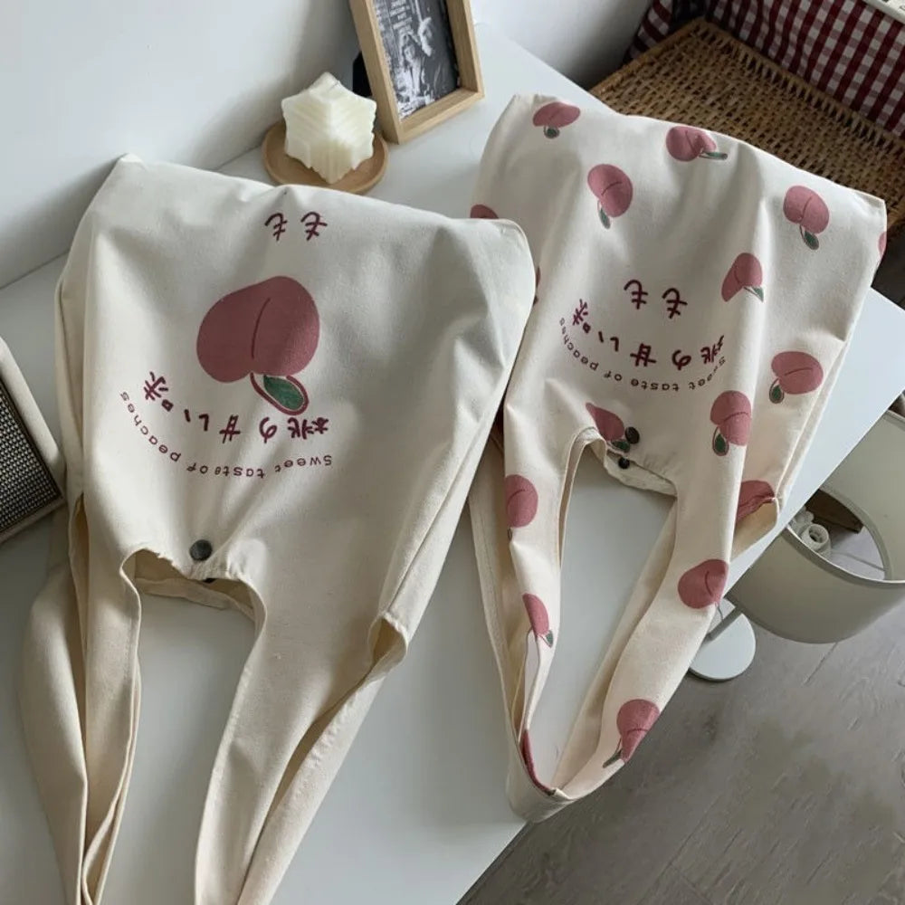 Aesthetic Strawberry & Peach Tote Bag | School & Shopper Handbag Luxegan