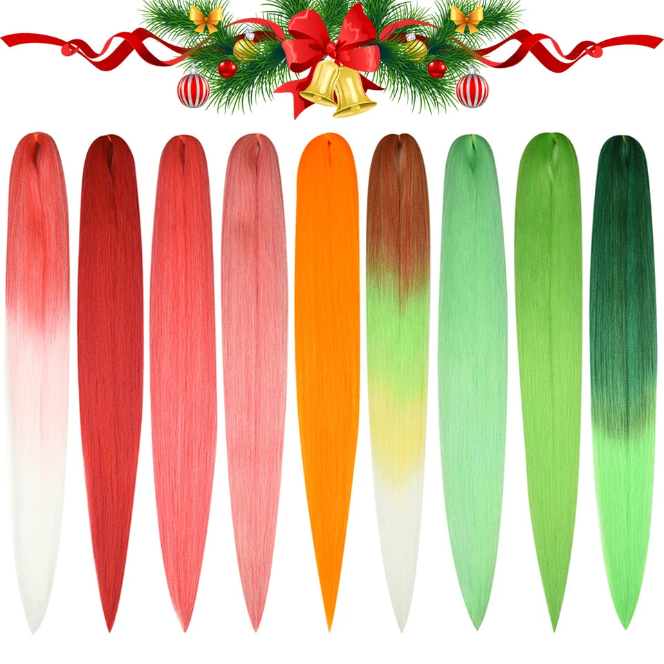 Christmas Kanekalon Jumbo Braid Hair Extensions | Yaki Straight | 1 Strand