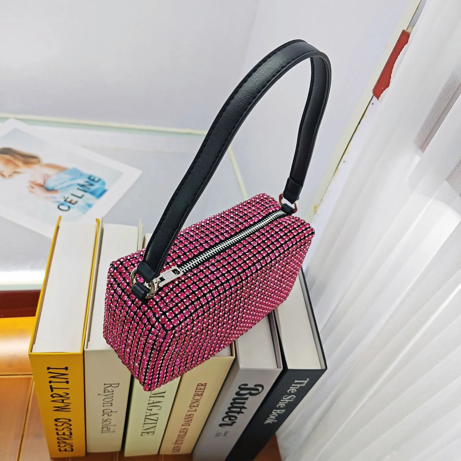 Super A Rhinestone Light Luxury Bag | Women's Summer High-End Texture Messenger & Portable Dinner Bag (Shiny Full Diamond Crossbody) Luxegan
