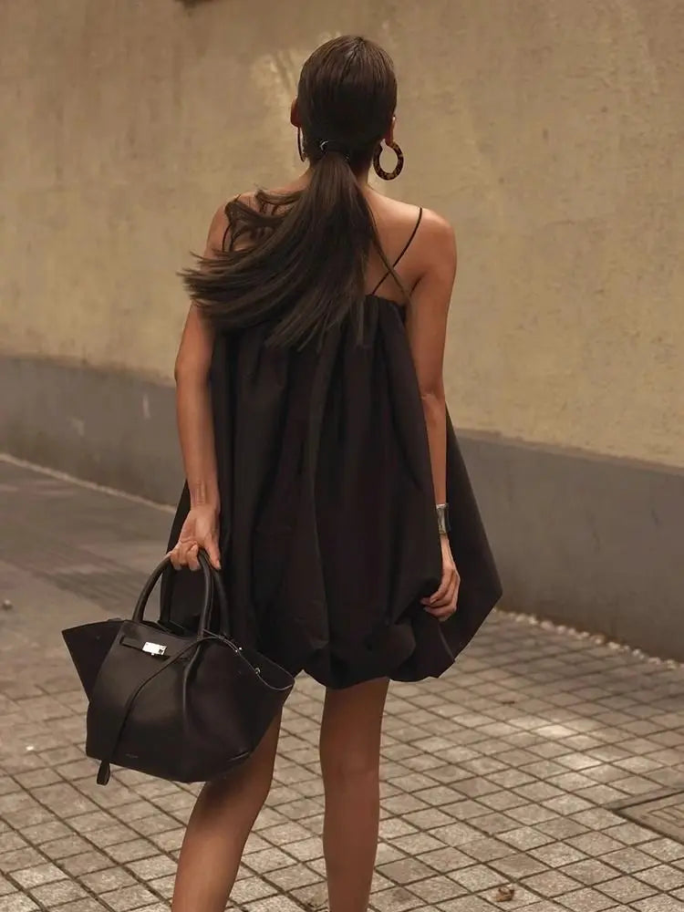 French Elegant Loose Sling Mini Dress | V-Neck Empire Waist Summer Dress Luxegan