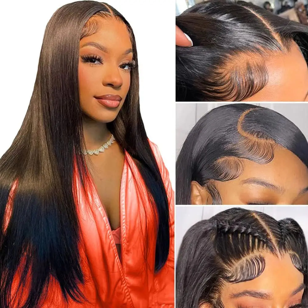 Bone Straight HD Lace Frontal Wig - 13x6 Transparent Swiss Lace Front Wig - Pre-Plucked Glueless Brazilian Remy Human Hair Wig for Women (30-40 Inch On Sale) Luxegan