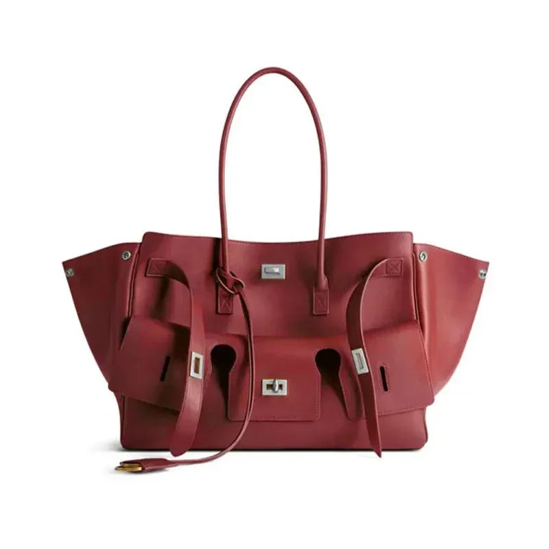 Luxury Wings Style Synthetic Leather Shoulder Bag,Large Capacity Commuting Women Tote Bag,Punk Buckle Simple Versatile Handbag