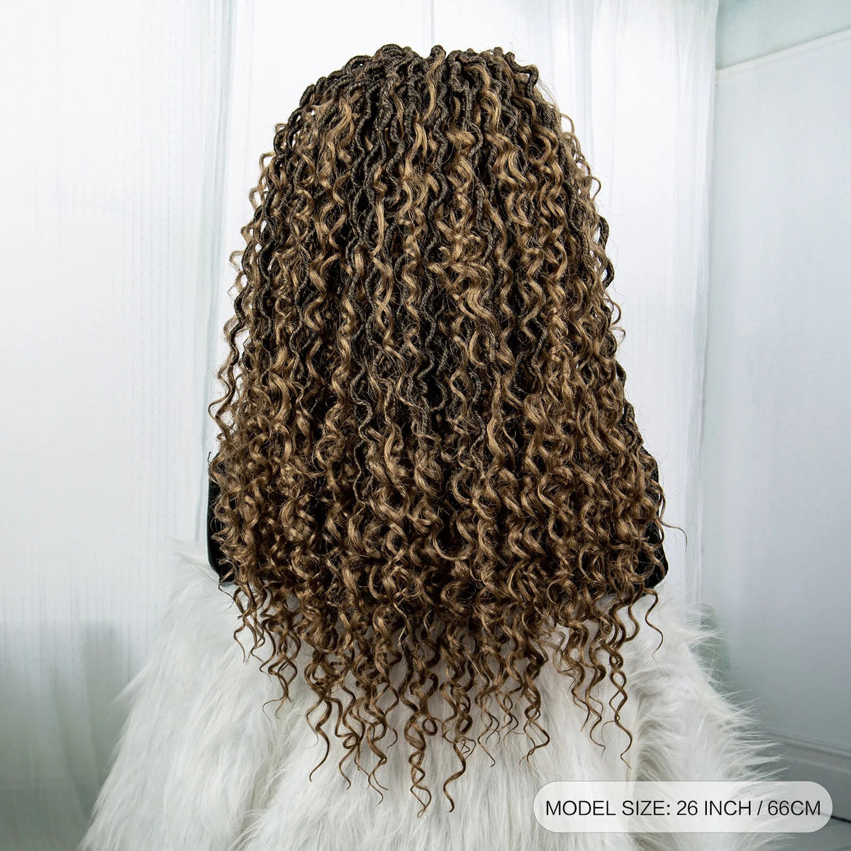 Faux Locs Braided Wigs Synthetic Dreadlock Braided Wigs With Curly Ends 26inch Lace Front Knotless Box Braids Wig with Baby Hair Luxegan